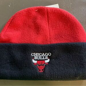 Vintage Deadstock NBA Official Chicago Bulls Fleece Beanie Knit Hat Red NWT